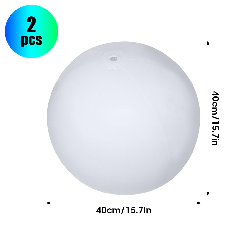 Luci Galleggianti Piscina, 2 Pezzi 16" Luci a LED Gonfiabili con Telecomando, IP68 Impermeabile Luce Galleggiante Piscina, 16 RGB Luce Sfera Cambia Colore per Laghetto/Piscina/Vasca da Bagno