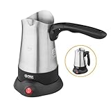 TZS First Austria Elektrischer Türkischer Kaffeekocher mit ausklappbarem Handgriff, 0,3 Liter 800W | Mokkakocher, Espressokocher & Wasserkocher | aus Edelstahl | geeignet für Zuhause, Büro, Reisen