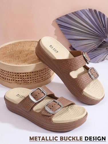 Image of BLISS BALANCE SUPER SOFT Comfortable with Adjustable Strap Flip-Flops Women's & Girl's Cushioned |Waterproof Anti Skid & Lightweight OUT Door & IN Door Slipper INDIGO11