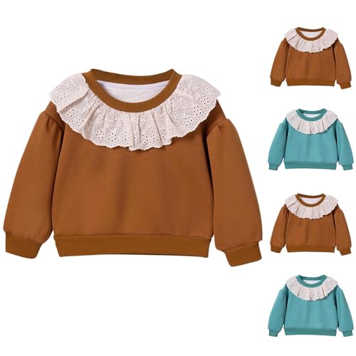 Toddler Girls Lace Patchwork Crewneck Sweatshirt Long Sleeve Loose T-Shirts Casual Pullover Tee Tops for Kids 1-7 Years2