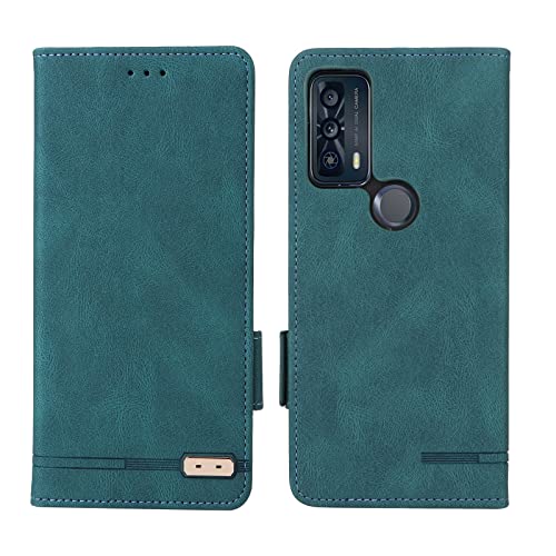 Étui TCL 20B housse portefeuille en cuir PU vert avec fentes cartes
