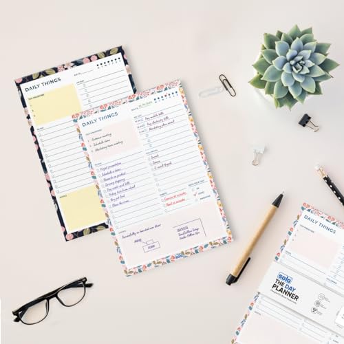 Image of SOLO 80 GSM A5 Daily Planner with 50 Undated Tear-Off Sheets, Organiser to Track Productivity, To-Do List & Schedule Your Day, Goals & Budget Tracker, Ideal for Office, Home & School (Pack of 2)