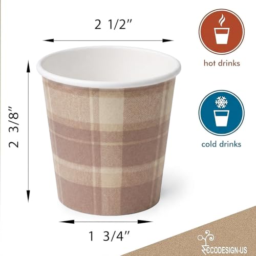 ECODESIGN-US 4 Oz Espresso Cups - Brown 100 Pack - Disposable Paper Cups — view 3