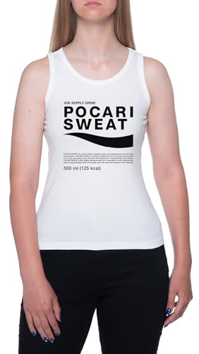 Pocari Sweat Blanc sans Manches pour Femmes White Tank Top Womens