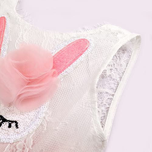 Kids Toddler Baby Girl Easter Outfits Bunny Sleeveless Dress Lace Tutu Skirt One Piece Mesh Summer Princess Sundress3