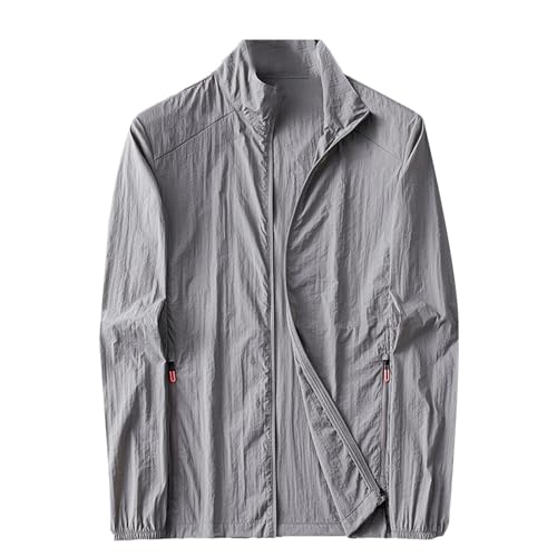 ZDSUHYIW Chaqueta deportiva para hombre, protección solar, de secado rápido, chaqueta funcional ligera, chaqueta de verano juvenil, chaqueta de softshell, chaqueta impermeable a prueba de viento