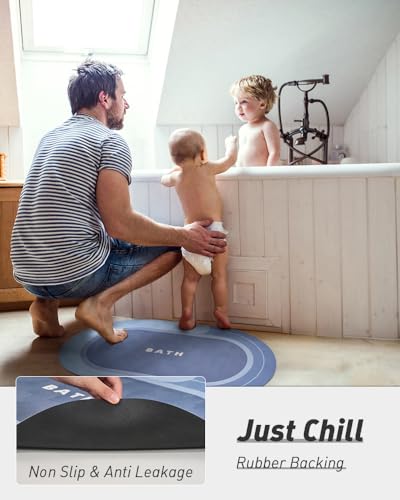 Image of MontVoo Bath Mat - Non Slip, Quick Dry, Stain Resistant Bath Mat Rug for Bathroom Floor - Easy Care Shower Rug for Outside Bathtub - 17 inchx27 inch Navy