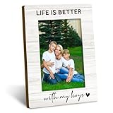 DUXMNAMG Mom Son 4x6 Picture Frame, Best Mom Gifts, Mothers Day Birthday Gifts from Sons, Mother of Sons Photo Frame, Life is Better with My Boys Picture Photo Frames for Desk Decor