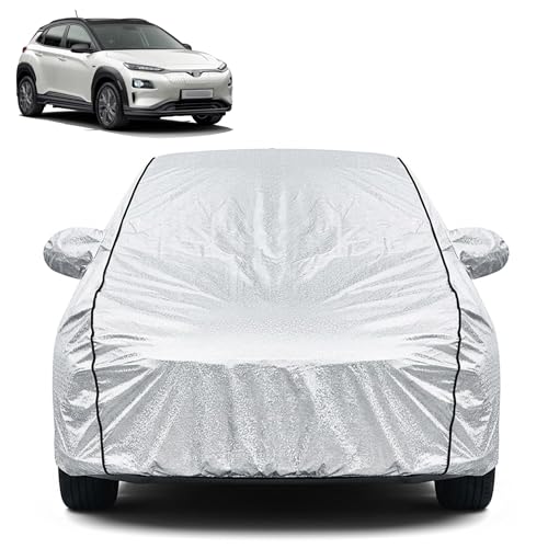 Image of Waterproof Car Cover for Hyundai Kona | Dustproof, UV Resistant & Scratch Protection | Soft Cotton Lining | Triple Stitched | Mirror Pockets & Elastic Fit | Silver