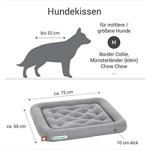 Doctor Bark Hundekissen - orthopädisches Hundebett, 95°C waschbar, hygienisch, robust & bequem (M - 75x65 cm, Hellgrau)