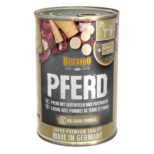 BELCANDO Nassfutter für Hunde, Pferd mit Kartoffel, 6X 400g Dose, Hundefutter nass, für alle Rassen, Made in Germany