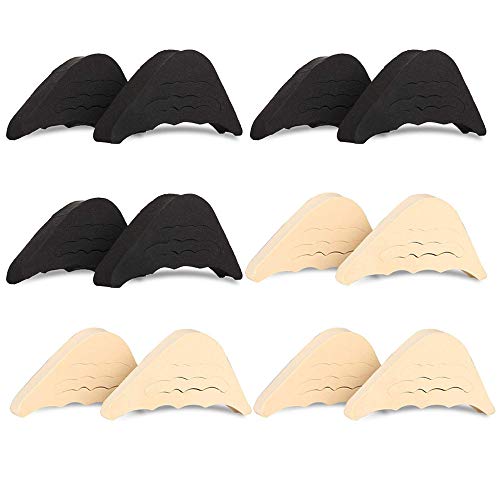 Amasawa 6 Paires Coussinets pour Chaussures Rembourrage,Orteil inserts de Remplissage de la Chaussure, Éponge D'insertion D'avant pied Bouchon D'orteil (Noir et Beige)