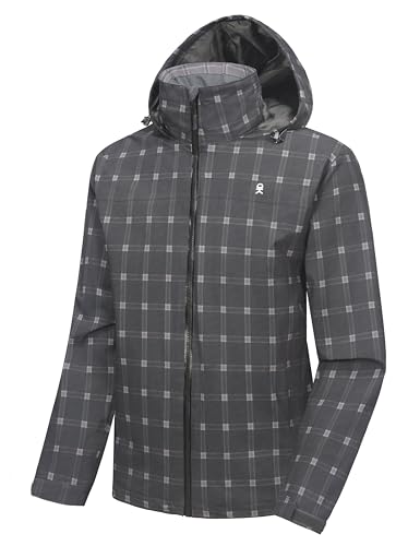 Little Donkey Andy Rain Jacket Men's Waterproof Windbreaker Rain Shell Jacket with Hood Lightweight Hooded for Hiking, Travel