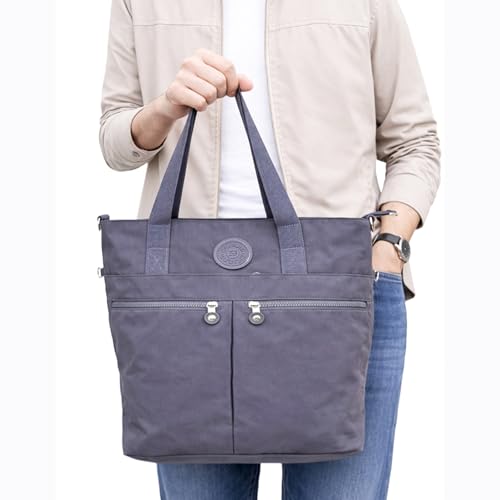 Image of CHIBAO Polyester Dual Handles Tote Bag for Women & Men | Large Capacity Multipurpose Shoulder Bag | Stylish Everyday Office, College, Travel & Shopping Handbag with Multiple Pockets Black