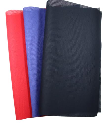 Image of KCS 3 pc of 15 inch x 18 inch(38cmx45cm) 16 Count Cross Stitch Cotton Aida Cloth Needlework Rolled Fabric Box,16CT,Red+Royal Blue+Black