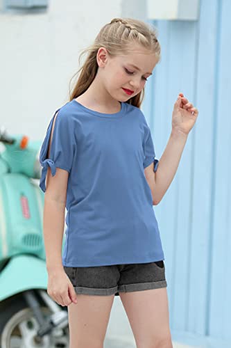 Image of GORLYA Girls Slit Sleeve Tie Knot Cuff Knit Tunic Top 4-14Y
