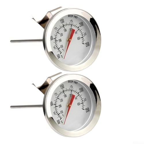 Lot de 2 thermomètres pour barbecue au charbon de bois - En acier inoxydable