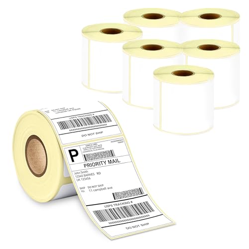 Image of GLUN 4x6 inch (100x150mm) Direct Thermal Label Sticker Roll, 400 Labels per Roll - Pack of 7