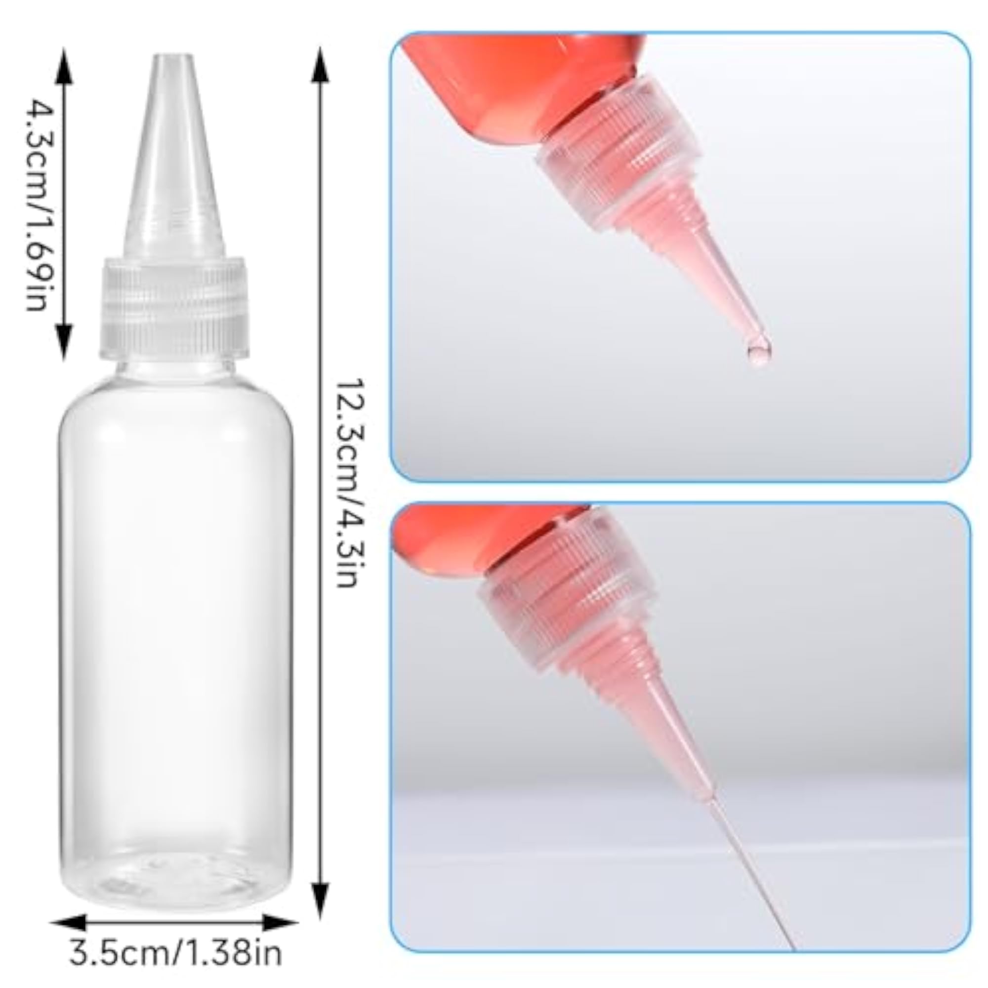 8Pcs Mini Clear Squeeze Bottles, 2 oz