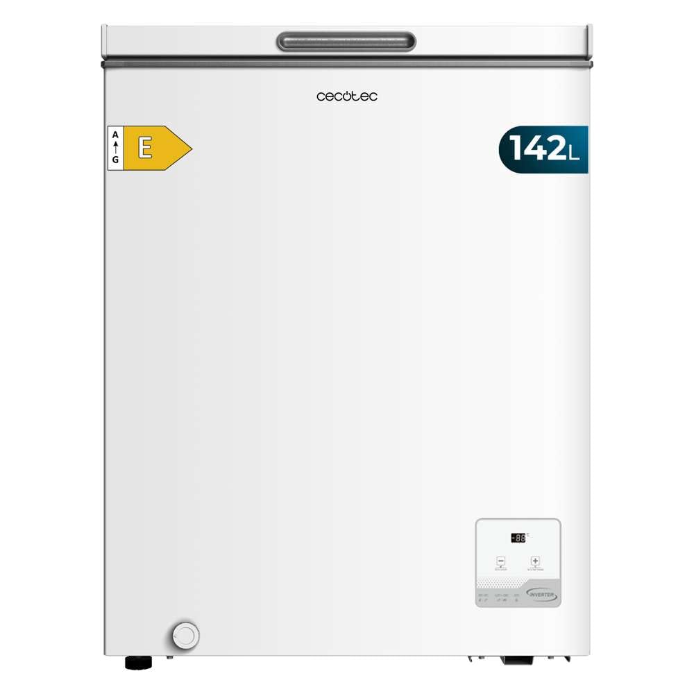 Cecotec Horizontal-Gefrierschrank Bolero CoolMarket Chest 142 White E. 142 l Fassungsvermögen, Inverter-Plus-Modus, Doppelfunktion, Schnellgefrieren, Innenkorb, elektronische Steuerung, Klasse E.