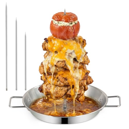 ZPUFAW Al Pastor Skewer for Grill with 3 Removable Spikes Stainless Steel Vertical Skewer Tool Shawarma Skewer Stand for Tacos Al Pastor
