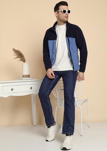 Image of Alan Jones Clothing Men's Fleece Full-Zip Jacket | Warm Puffy Polyester Jacket with Stand Collar & Piped Cuffs