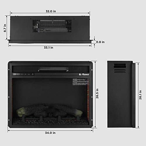 Turbro In-Flames 33 Inch In-Wall Recessed Electric Fireplace - 7 Flame Effects, Infrared Quartz, Adjustable Thermostat And Timer - Inf33 #TOP4