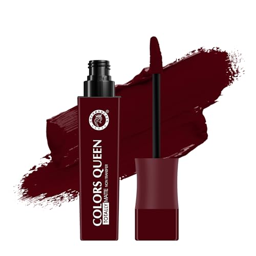 Colors Queen Totally Matte Liquid Lipstick | Intense Color Payoff, Lightweight & Comfortable, One Swipe Application | Long Lasting, Non Transfer Liquid Lipstick for Women (03 – Deep Maroon, 7.5g)