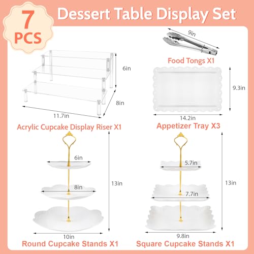 Xoogifae Dessert Table Display Set, 3 Tier Cupcake Stands with Appetizer Trays - Image 4