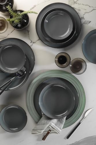 Assiettes micro-ondes et lave-vaisselle : ensemble de dîner 12 pièces gris - 2