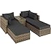 TecTake 800694 Doppia Chaise-Longue Deluxe Rattan, Set per Giardino, Alluminio, Tavolo con Piano in Vetro, Componibile con Versatilità, Cuscini - Disponibile in Diversi Colori (Naturale | No. 403168)