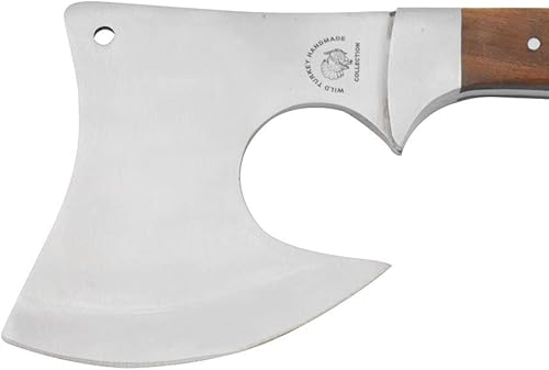 Miniatura 2 de Wild Turkey Handmade Hacha de acero inoxidable con mango de madera para exteriores, caza, campamento (marrón)