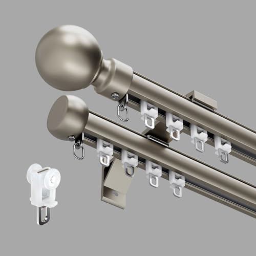 Juego de rieles for cortinas de aluminio,Barra De Cortina Silenciosa for Separador De Ambientes,Fácil De Instalar,para Privacidad Sala de Estar Dormitorio(Champagne,2.1M/6.9FT)