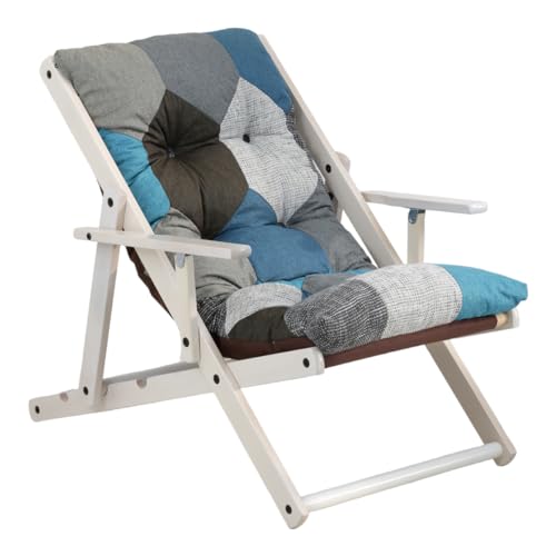 Totò Piccinni Poltrona Sedia SDRAIO HARMONY PATCHWORK Relax struttura in Legno Pieghevole 3 Posizioni MADE IN ITALY (Moon, Struttura Bianca)