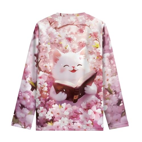 Crewneck Shirts for Teen Girls Loose Casual Long Sleeve Girls Shirts for Back to School Vintage Shirt for Kids 3-162