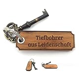 Mr. & Mrs. Panda Schlüsselanhänger Tiefbohrer - Geschenk, Abschied, Glücksbringer, Schlüsselbund, Taschenanhänger, Gravur, Schenken, Diplom, Holz