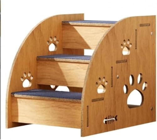 GEBYUI ペット階段犬・猫用 無垢材製安全構造 ベッド・ソファ高さ対応 傾斜設計 底部滑り止め 小型犬・猫向け 易清掃 組立簡単 老齢ペット・幼犬・幼猫に最適?