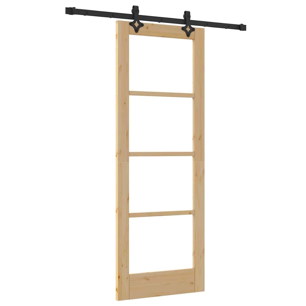 Porta scorrevole 73,5 x 198,5 cm in legno di pino e vetro con sistema a binario per interni