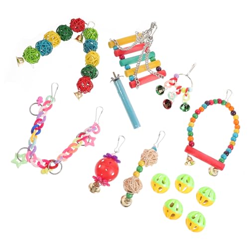 Hohopeti 13Pcs Parakeet Cage Accessories Versatile Bird Swing and Chewing for Parrots Enhancing Play and Interaction Bird Cages for Indoor and Outdoor Use