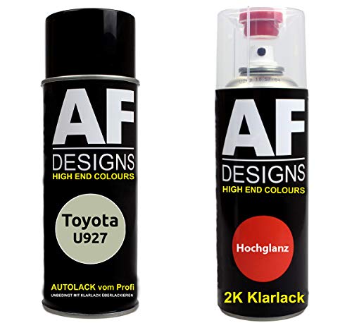 Alex Flittner Designs Vernis Voiture Pulvérisation Kit pour Toyota U927 Vert Fluor 2K Vernis Transparent Basislack Aérosol Spray 2x400ml