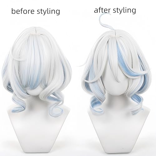 Image of furina Focalors wig for genshin Detachable Hairpieces Hair white and blue Wig With Wig cap