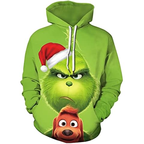 EUDOLAH Sudaderas Navideño con Capucha de Hombre con Estampado 3D y Motivo Navideño y Bolsillo Cover