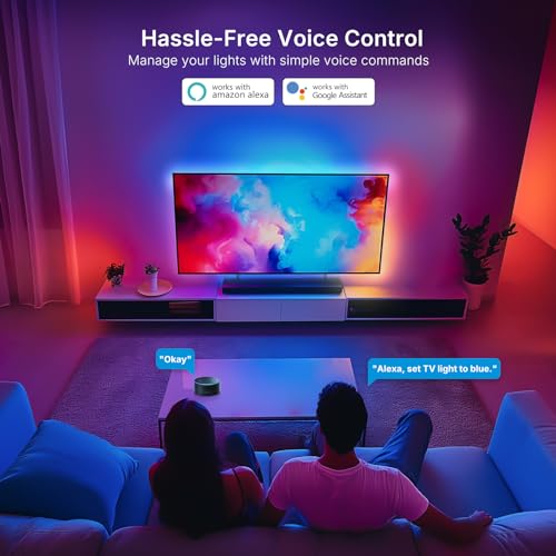 Image of deerdance Smart TV LED Backlight with HDMI2.0 4K60Hz Sync, LED Strip Lights & App Controlled Color Changing for 55-65 inch TVs.