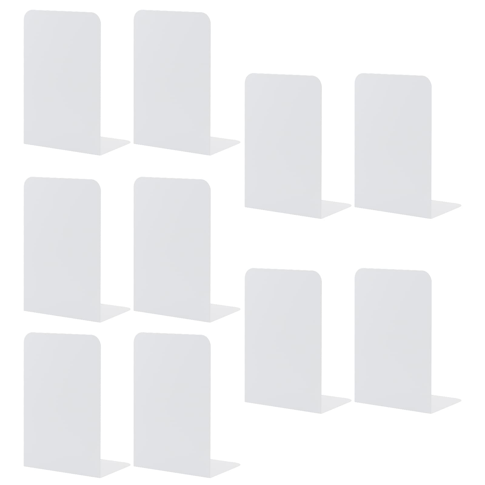 MSDADA Buchstützen aus Metall L, 102x203x135mm, 5 Paar CD Buchständer Kinder, Bücherregal für Schule Zuhause Büro Bibliothek Decorative(Weiß)