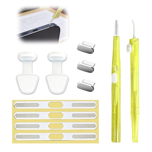 Kit de limpieza de teléfono con enchufe antipolvo USB C 11 pcs de cubierta de puerto de carga a prueba de polvo, herramientas de limpieza accesorios de teléfono para iPhone 17 Pro/17/16 Pro/16 (Plata)