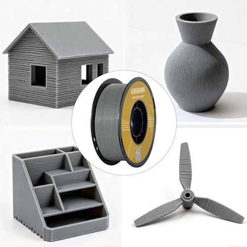 Image of Kingroon PLA 3D Printer Filament, Dimensional Accuracy + /- 0.02 mm, 1 kg Spool(2.2lbs), 1.75 mm,Grey