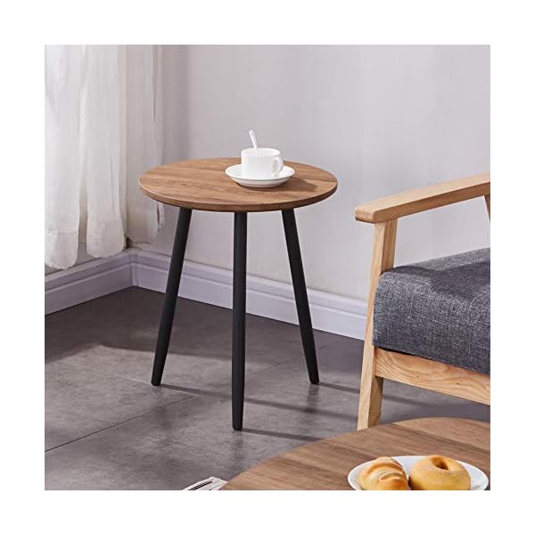 GOLDFAN Wooden Small Round Side Table Modern Sofa Lamp Tea End Tables Coffee Table for Living Room Home Office