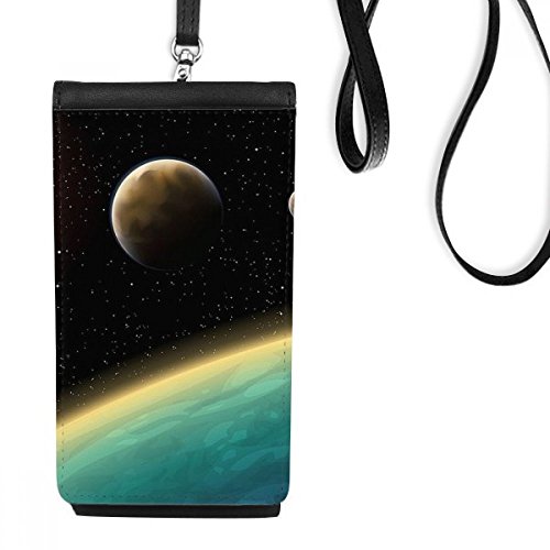 Sac téléphone cuir univers voyage urbain pochette smartphone planète bleue noir