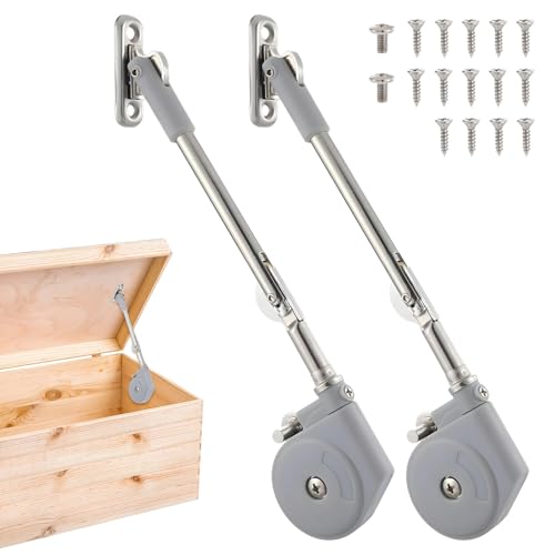2 Pack Toy Box Hinges Soft Close Lid Stay 105 Degree Open with Soft Close Tension Adjustable Slow Down Chest Hinges for Toy Box and Upward Top-Opening Flap Doors
