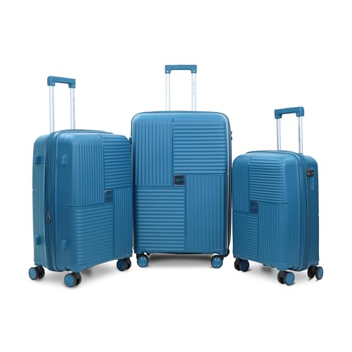 Image of AMERICAN TRAVELLER Explore Luggage Trolley Bags | Set of 3 | Polypropylene Durable Hard Shell | TSA Type Lock | 360 Disc Spinner Wheels | Expandable Suitcase | Telescopic Handle.